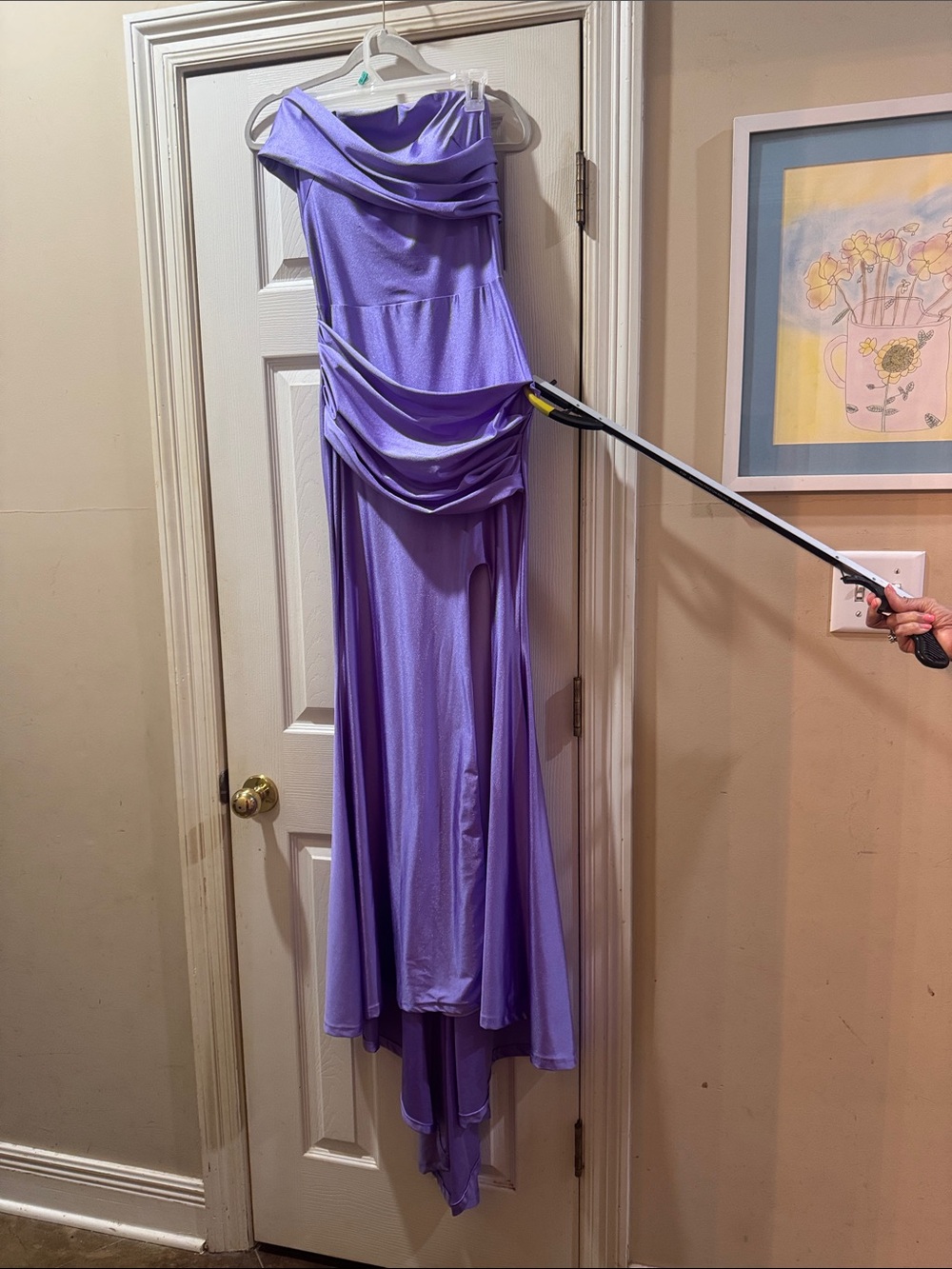 Lavender Draped High-Low Evening Gown - Women
